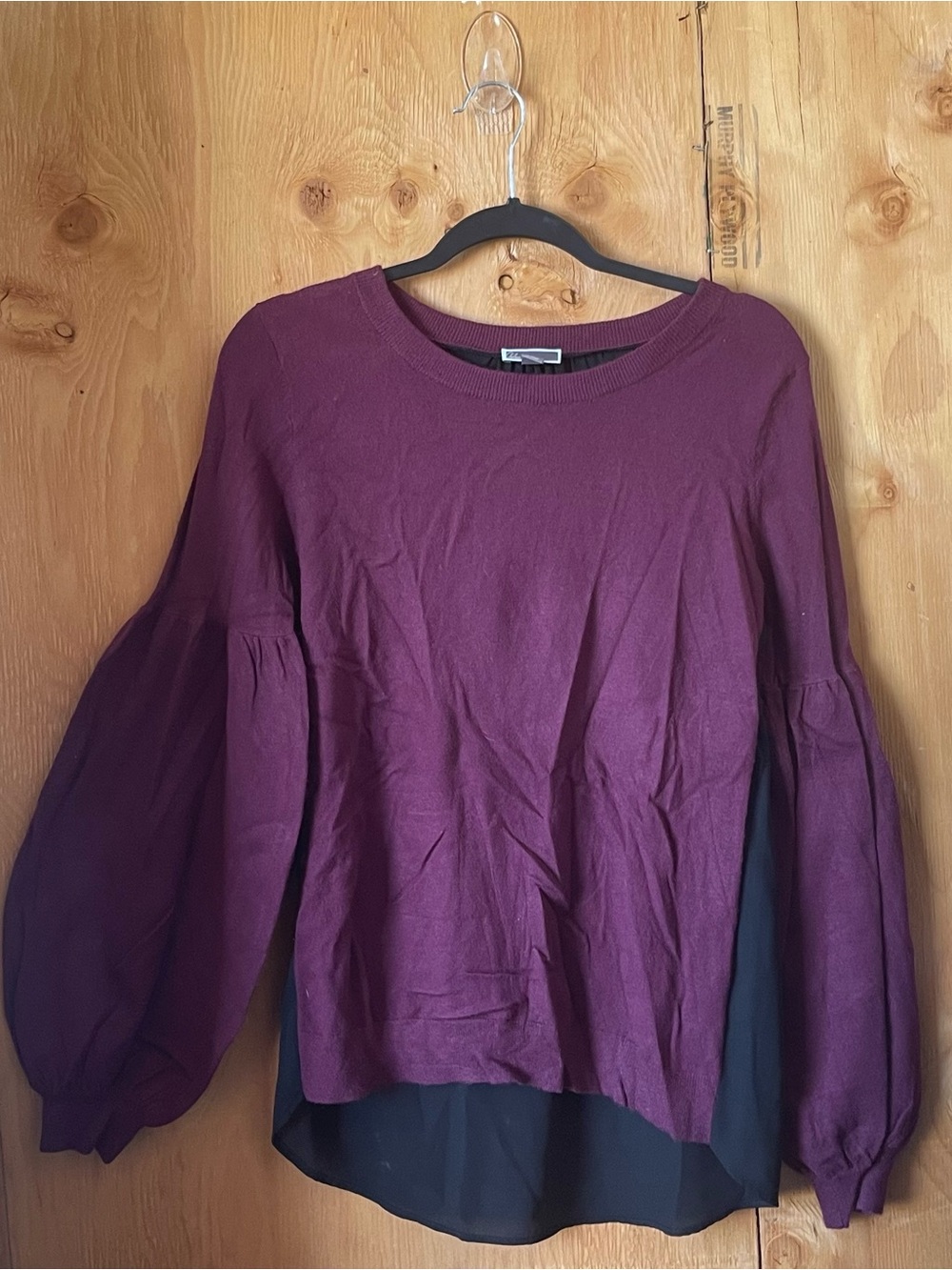 Chelsea28 Plum Puff-Sleeve Layered Sweatshirt